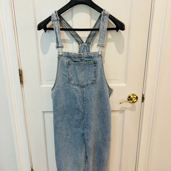 NEW WeWoreWhat We Wore What Blue Indigo Denim Cuffed Overalls Size Small - Picture 3 of 16